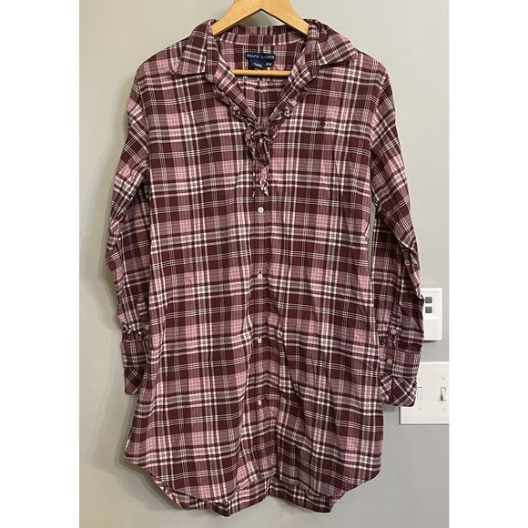 Ralph Lauren Shirt Dress Plaid‎ Button Up Roll Tab 3/4 Sleeve Womens Small EUC - Picture 1 of 10